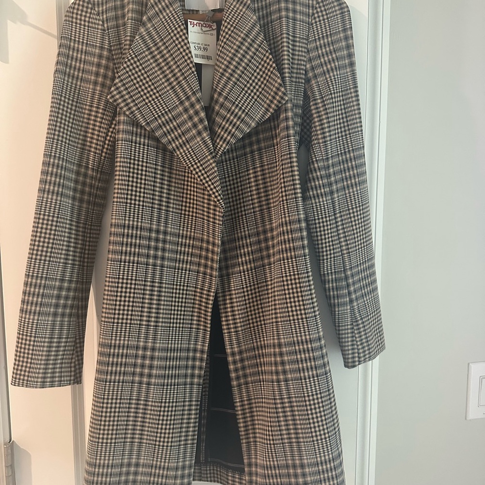 NWT!! Plaid Women's Tie Trench Coat